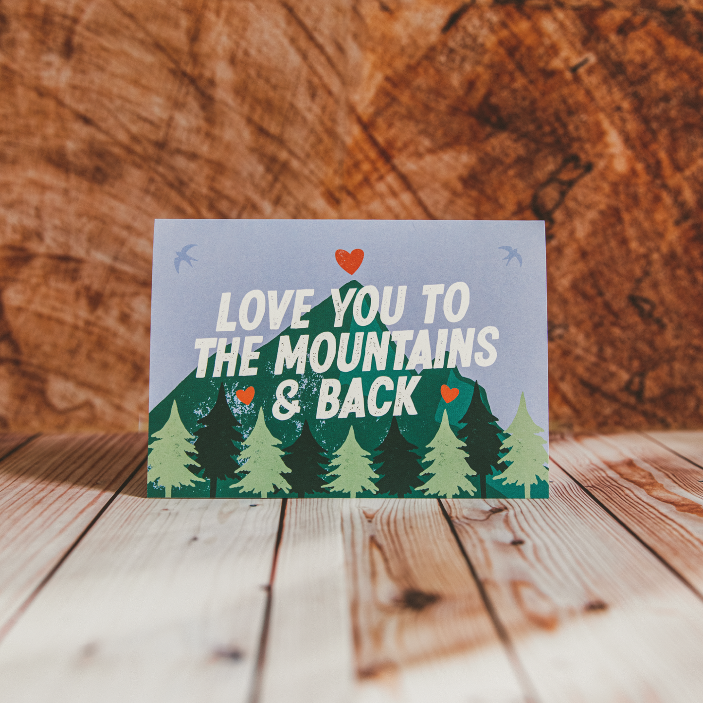 'Love you to the mountains and back' Anniversary Greetings Card